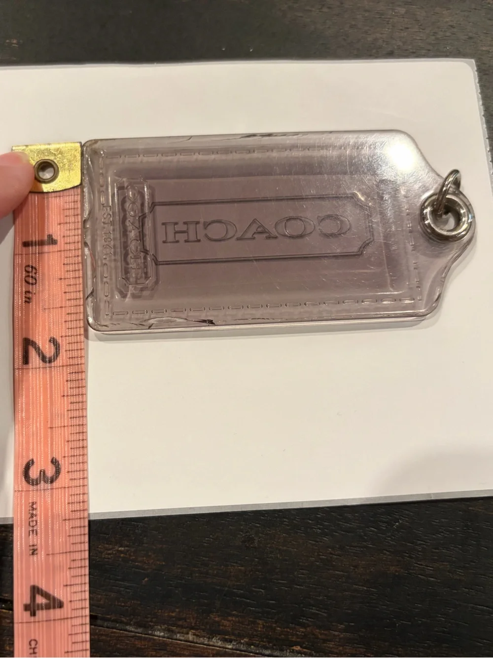 Coach Gray Acrylic Hangtag